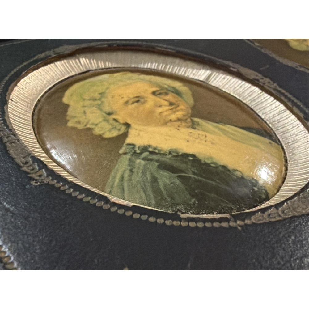 Vintage George and Martha Washington Portrait Bubble Glass Convex Colonial Art - Picture 5 of 7